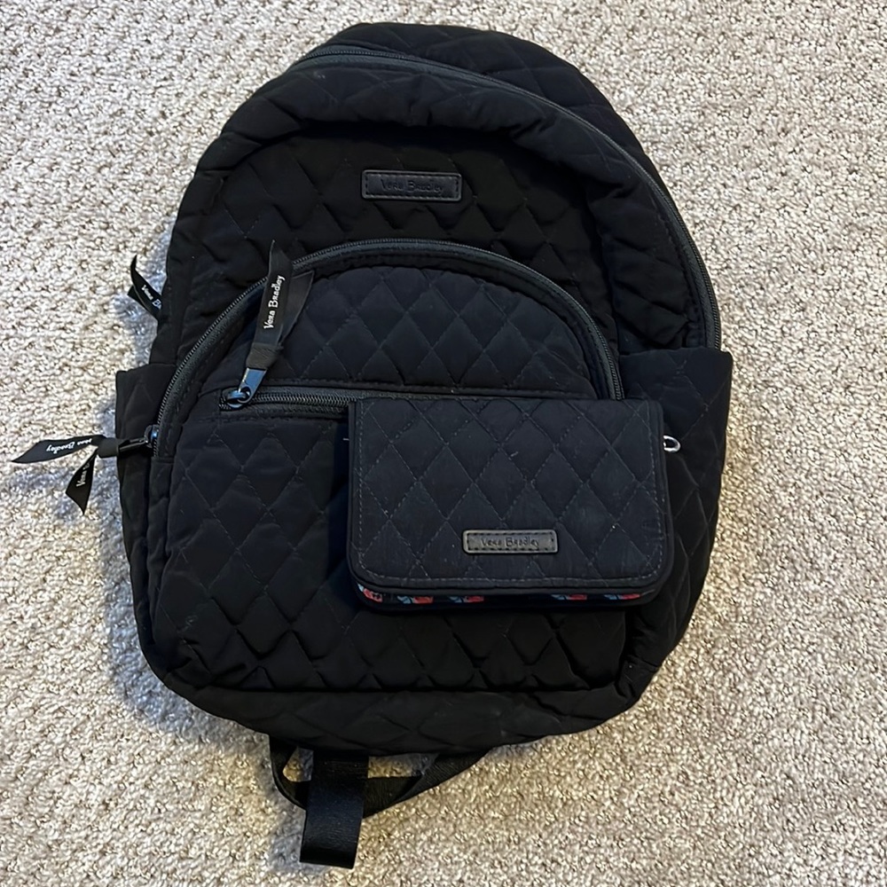 Vera Bradley Black Mini BackPack and matching Wallet